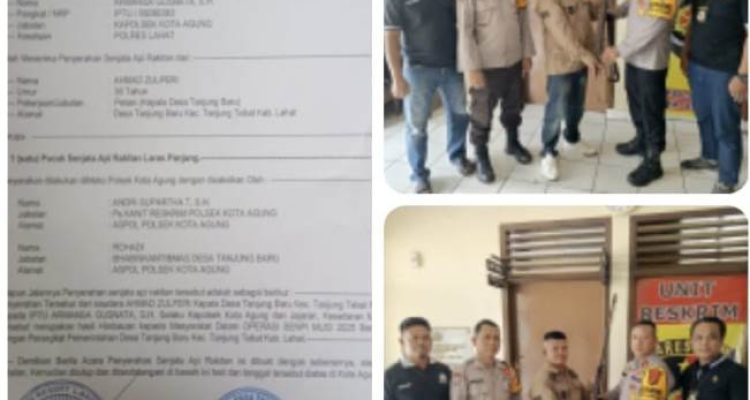 Wujud Kepedulian Warga, Senjata Api Rakitan Diserahkan ke Polsek Kota Agung dalam Operasi Senpi Musi 2025